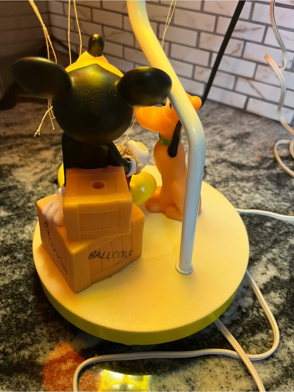 Vtg Mickey Mouse & Pluto Balloon Children's Lamp Light Nightlight